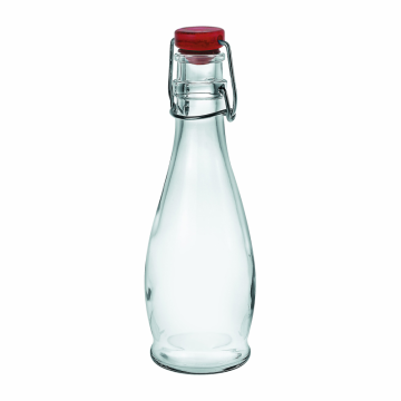 Borgonovo Indro Glass Water Bottle Red Lid 335ml