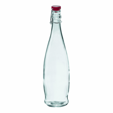 Borgonovo Indro Glass Water Bottle Red Lid 1 Litre