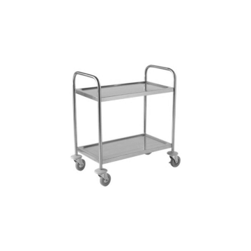 Stainless Steel 2 Tier Clearing Trolley 71(w) x 40(d) x 81(h)cm Small
