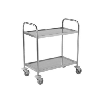 Stainless Steel 2 Tier Clearing Trolley 81(w) x 45(d) x 85(h)cm Medium