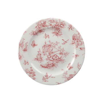Churchil Vintage Prints Toile Cranberry Profile Plate 8&quot; (Pack 6)