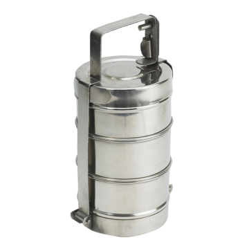 Stainless Steel Tiffin Box 8&quot; with 3 Containers of 400ml