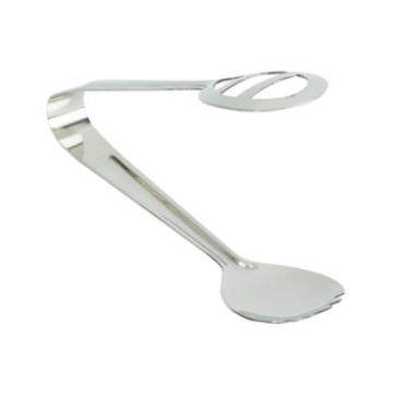 Stainless Steel Oval Tongs Slotted End 8&quot;