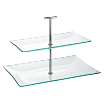 Aura 2 Tiered Rectangular Glass Plate 11.75 x 8&quot;, 10.25 x 5.75&quot; (30 x 20.5cm, 16 x 14cm)
