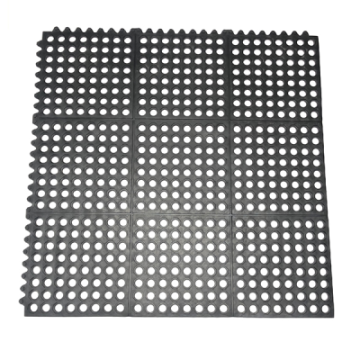 Interlocking Rubber Floor Mat Black 3ft x 3ft x 3.8&quot;