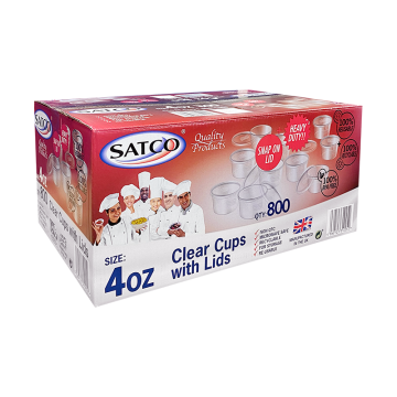 Satco 4oz Round Plastic Pots &amp; Lids (Pack 800)