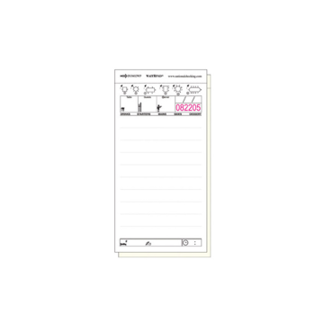 White Three Part Carbonless 10 Line Waiter Pad 86 x 172mm (Pack 10)