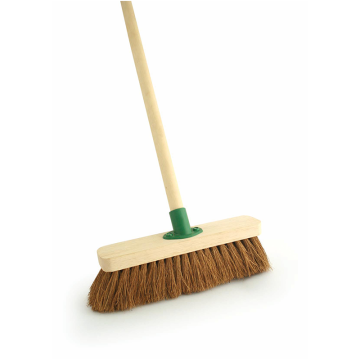 Wooden Broom Head and Handle Complete 12&quot; Natural Coco