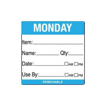 Monday Item / Date / Use By 50 x 50mm Food Labels (Pack 500)