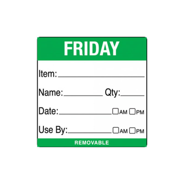 Friday Item / Date / Use By 50 x 50mm Food Labels (Pack 500)