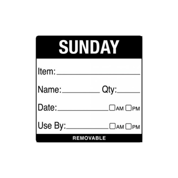 Sunday Item / Date / Use By 50 x 50mm Food Labels (Pack 500)