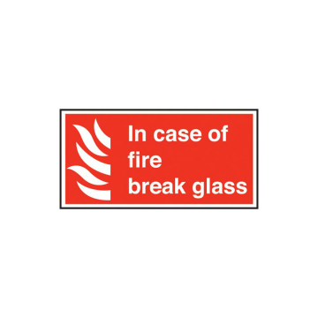 Self Adhesive In Case of Fire Break Glass Sticker 100 x 200mm
