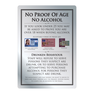 Brushed Silver No Proof of Age No Alcohol 297 x 210mm