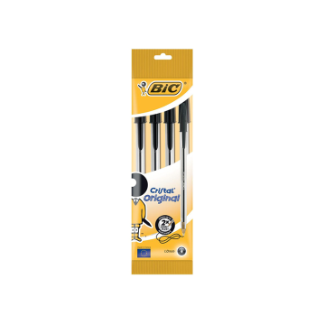 BIC Cristal Medium Black Ballpoint Pen (Pack 4)
