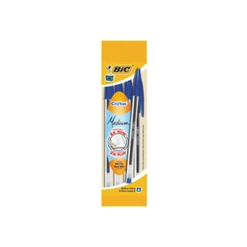 BIC Cristal Medium Blue Ballpoint Pen (Pack 4)
