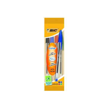 BIC Cristal Medium Assorted Colours Ballpoint Pen (Pack 4)