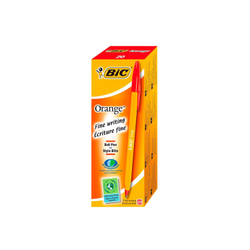 BIC Orange Fine Red Ballpoint Pen (Pack 20)