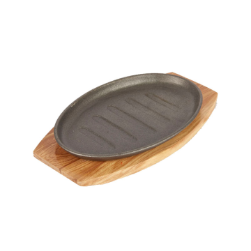Oval Sizzler Plate 28 x 18cm  Light Wood Base