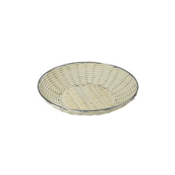 Deluxe Round Plastic Woven Basket with Metal Rim 22cm