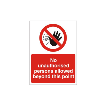 No Unauthorised Personnel Sign 200 x 150mm