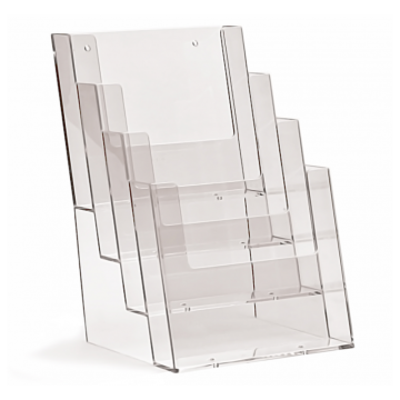 Clear Plastic A5 Portrait Leaflet Holder 4 Bays