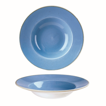 Churchil Stonecast Cornflower Blue Profile Wide Rim Bowl Med 9.4&quot;