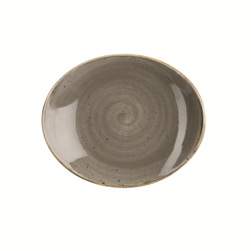 Churchill Stonecast Grey Orbit Oval Coupe Plate 7.75&quot;