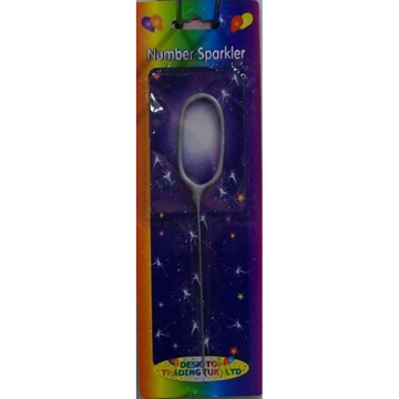 Number Sparkler Silver 0 Single