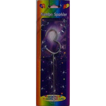 Number Sparkler Silver 3 Single