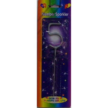 Number Sparkler Silver 5 Single