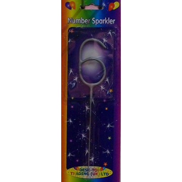 Number Sparkler Silver 6 Single