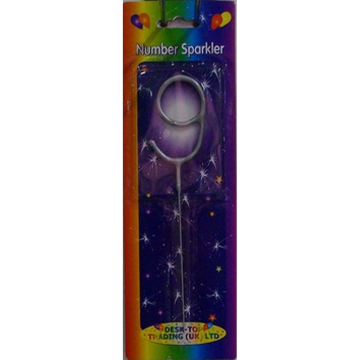 Number Sparkler Silver 9 Single