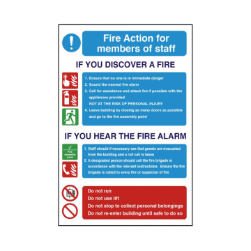 Fire Action for Staff 300 x 200mm S/A