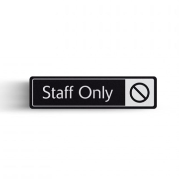 White on Black Staff Only Sign Horizontal