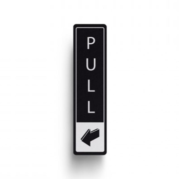 White on Black Pull Sign Vertical