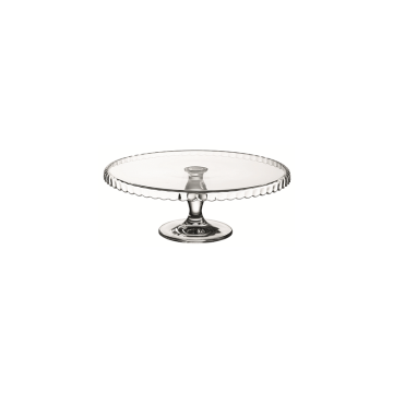 Patisserie Footed Glass Round Service Plate Downturn Edge 33cm