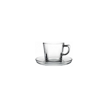 Carre Breakfast Glass Cup &amp; Saucer Set 215ml (Pack 6)