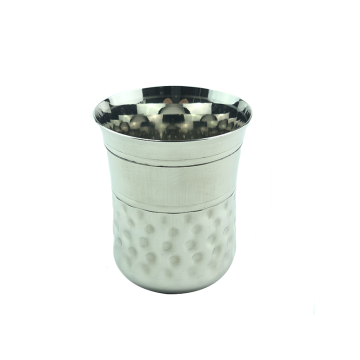 Stainless Steel Glass Damru Dotted Design 7.75x9cm