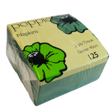 Dinner Napkin 2ply 40cm Forest Green (Pack 125) [125/16]