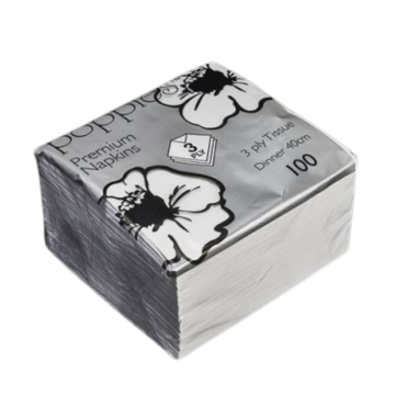 Dinner Napkin 3ply 40cm White (Pack 100) [100/10]