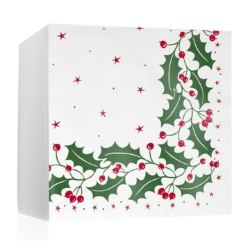 Dinner Napkin 2ply 40cm Xmas Holly Berry (Pack 125) [125/16]