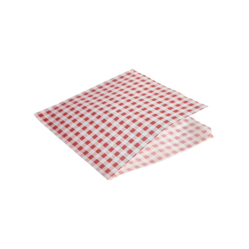 Printed Gingham Greasepoof Bag Red 160x170mm