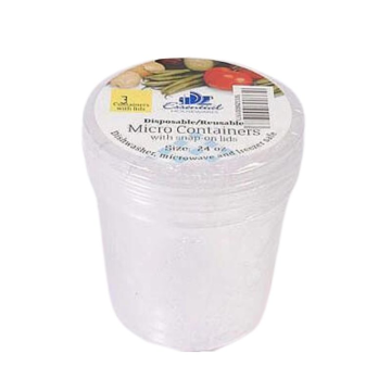 Essential Plastic Deli contianer &amp; Lid 24oz (Pack 3)
