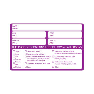Removable Allergen Date Info Label - 60 x 95mm (Pack 500)