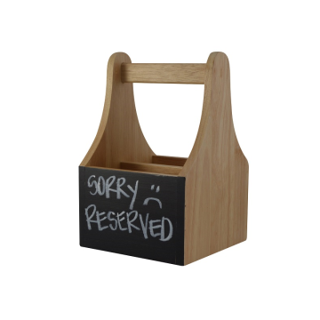 Natural Wooden 2 Compartment Table Caddy with Chalkboard