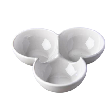 Melamine Round Tripple Pickle / Condiment Bowl White 17.5cm