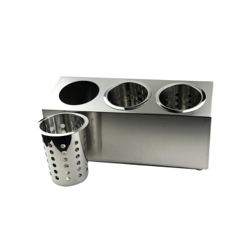 Cutlery Holder 3 Cup Rectangular Stainless Steel