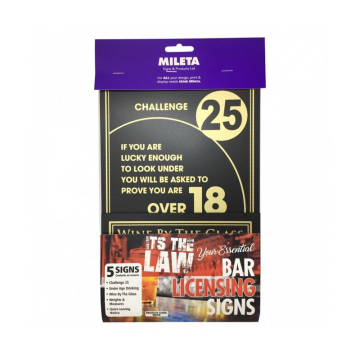 Essential Bar Licensing Sign Pack Of 5