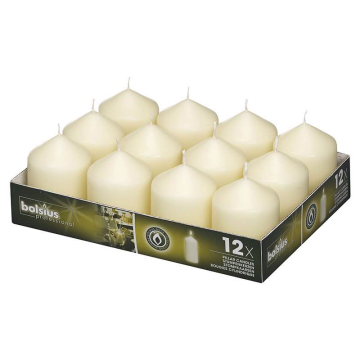 Bolsius Professional Pillar 2 Candles Ivory 58 x 78mm (Pack 12)