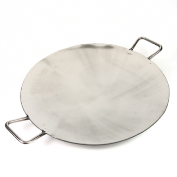 Round Stainless Steel Tawa With Handle 14&quot;